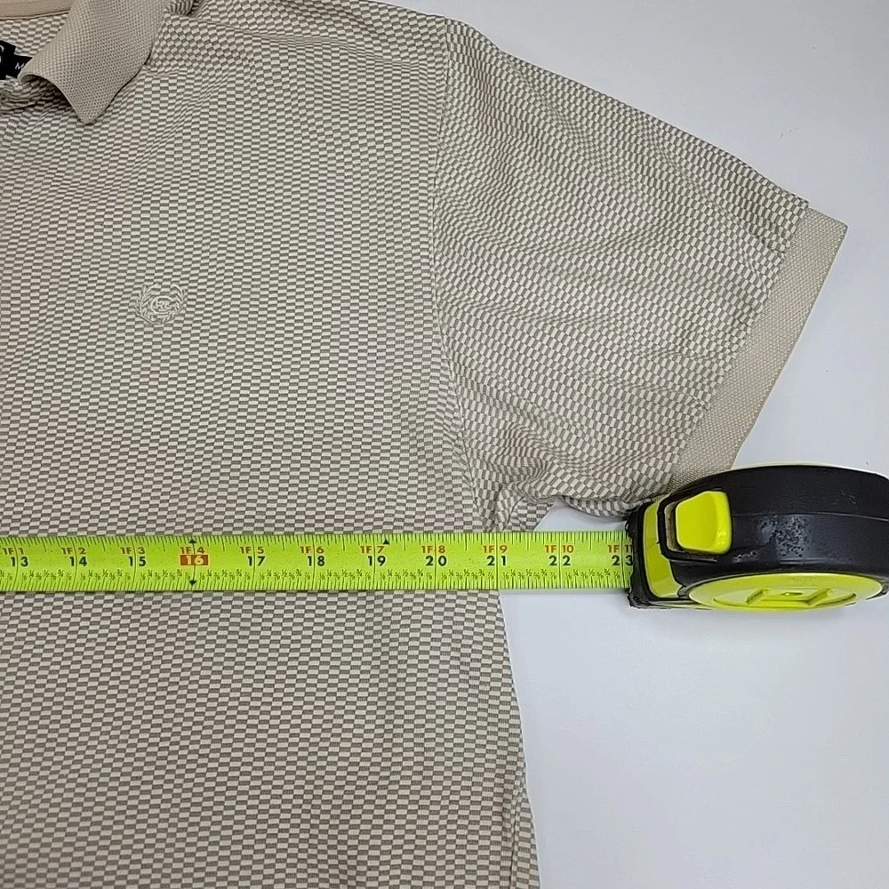Vintage Chaps‎ Ralph Lauren Polo Shirt Mens Medium Beige Check Golf Casual